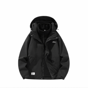 [P844MWF340-ST] Áo Khoác Jeep Dù Nỉ 2 Lớp Màu Đen